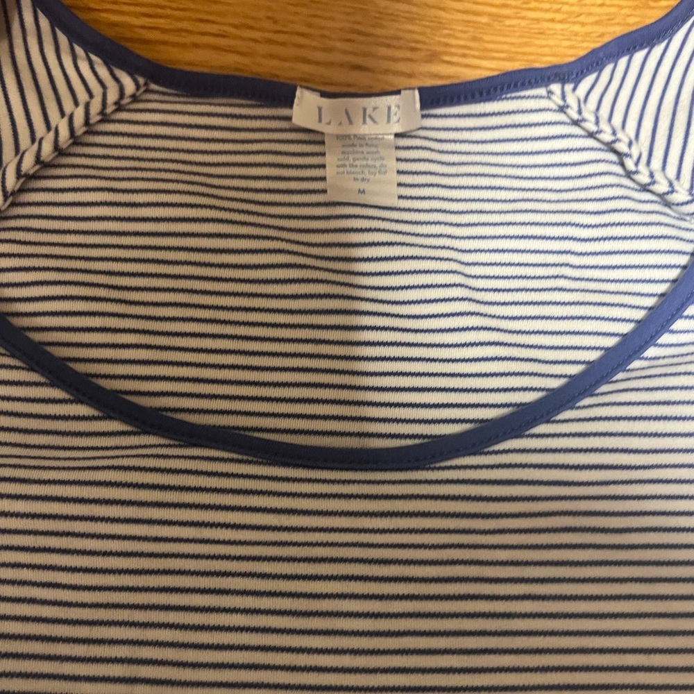 Lake long/long Pima pajama set size M blue stripe